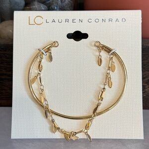 LC Lauren Conrad Gold Tone Dual/2 Layered Cuff Bracelet  (SB1232)